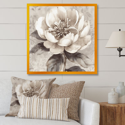 Pivoines grises sur une branche I - pivoines, art mural