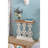 32" X 12" X 32" Classic Vintage White Wash Console Table With Brown Wood Top