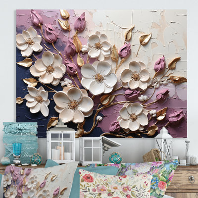 White And Purple Poppy Blooms - Abstract Floral Metal Wall Art