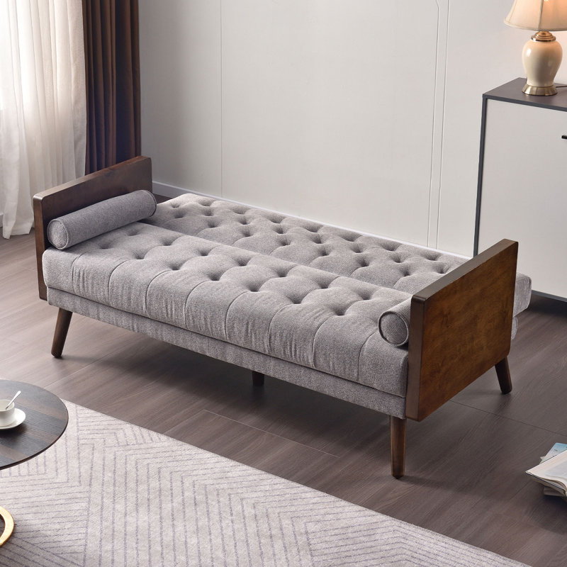 Gerolda 70" Chenille Square Arm Sofa Bed, Grey Chenille