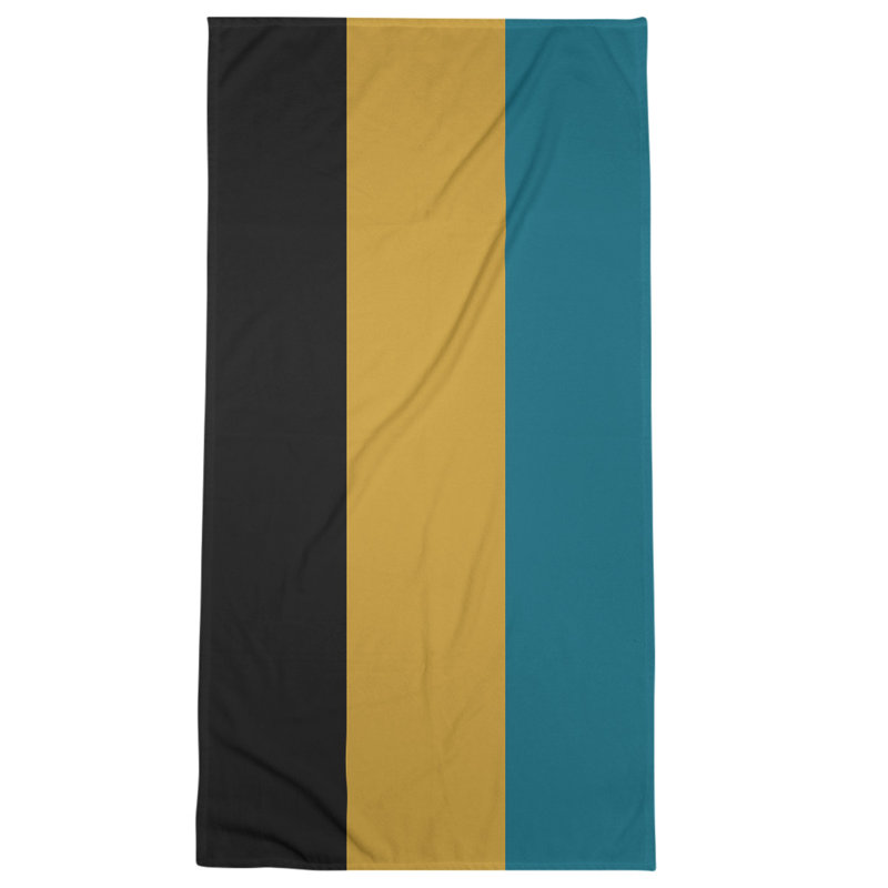 Cotton Blend Beach Towel, Black/Dark Gold/Dark Blue