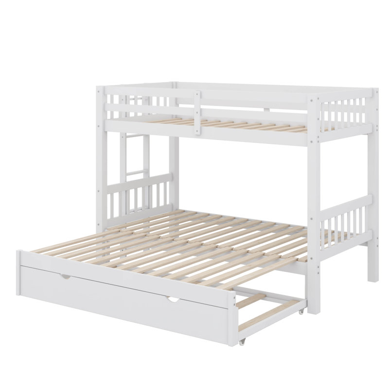 Twin-Size Bunk Bed With An Expandable Trundle Bed Beneath, White