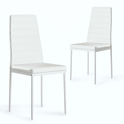 Set Of 2 PU Leather Dining Chairs For Kitchen, Modern Side Chairs With Sturdy Metal Frame