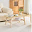 Table basse de 39 pouces en bois massif - table basse centrale en bois à double couche avec très grand espace de rangement, idéale pour les salons, les appartements et les bureaux