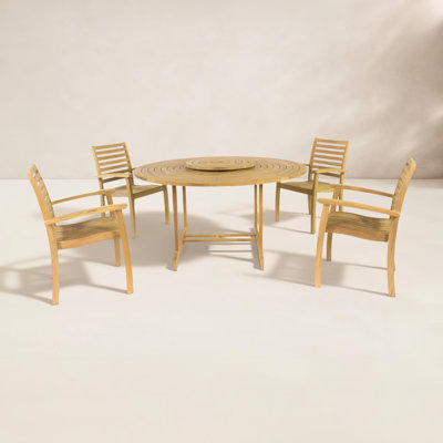 Ialiyah 59" Teak Patio Dining Set
