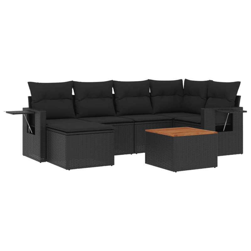  Grandes housses amovibles en rotin PE noir, Noir, Noir
