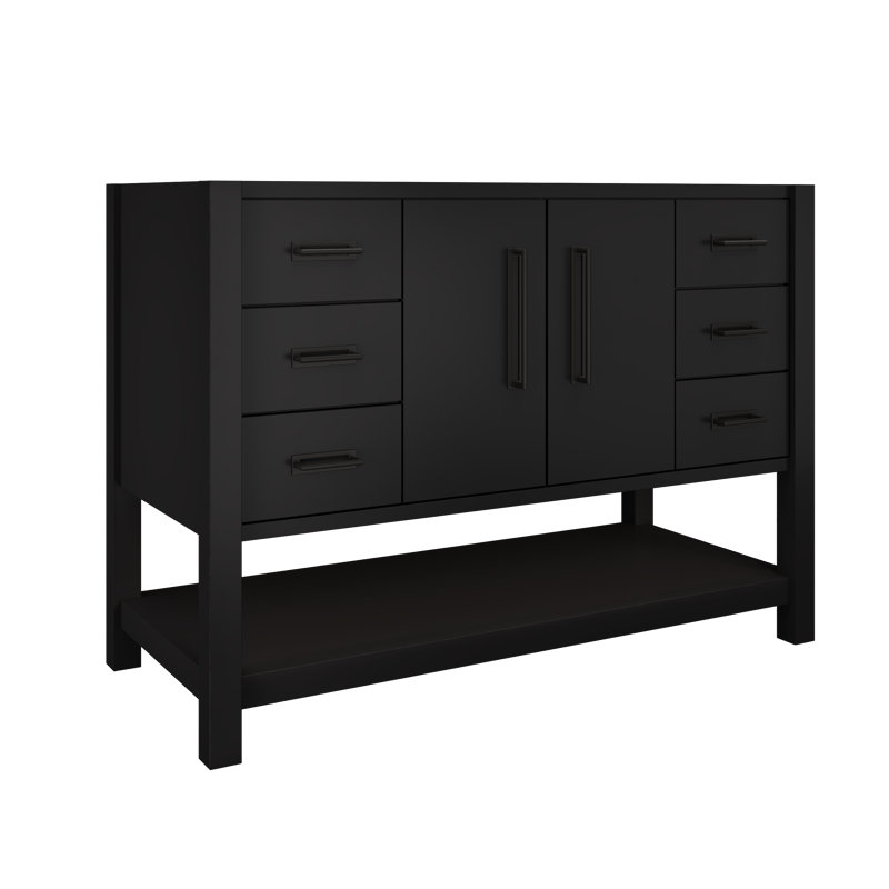 Meuble-lavabo simple très large Kiawah, Noir, 48", Noir mat