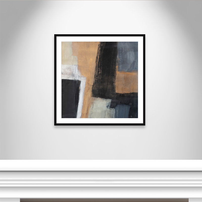 «Metallic Slate I» par Casa Fine Arts, Encadré de boîte noir, H 32 po x l 32 po x P 1,25 po