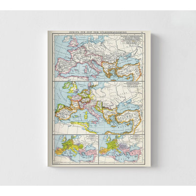 «Europe MIGRATIONS - Droysen 1886», affiche de l’Immobilier, décoration murale, affiche de carte historique, impression d’histoire européenne rustique