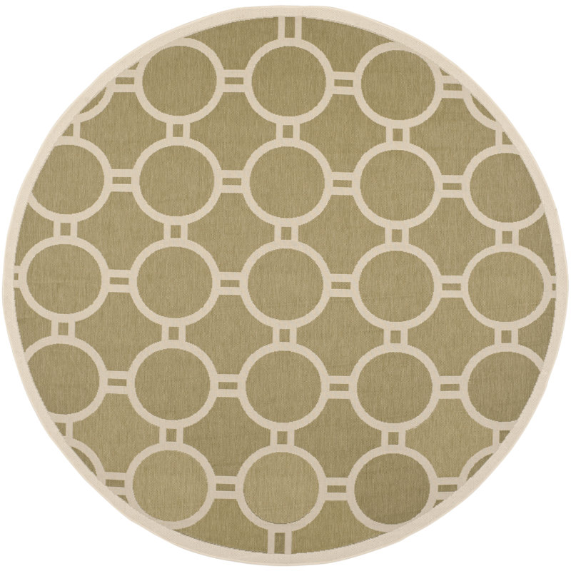 Tapis vert / beige Arneshia, Rond 7 pi 1 po