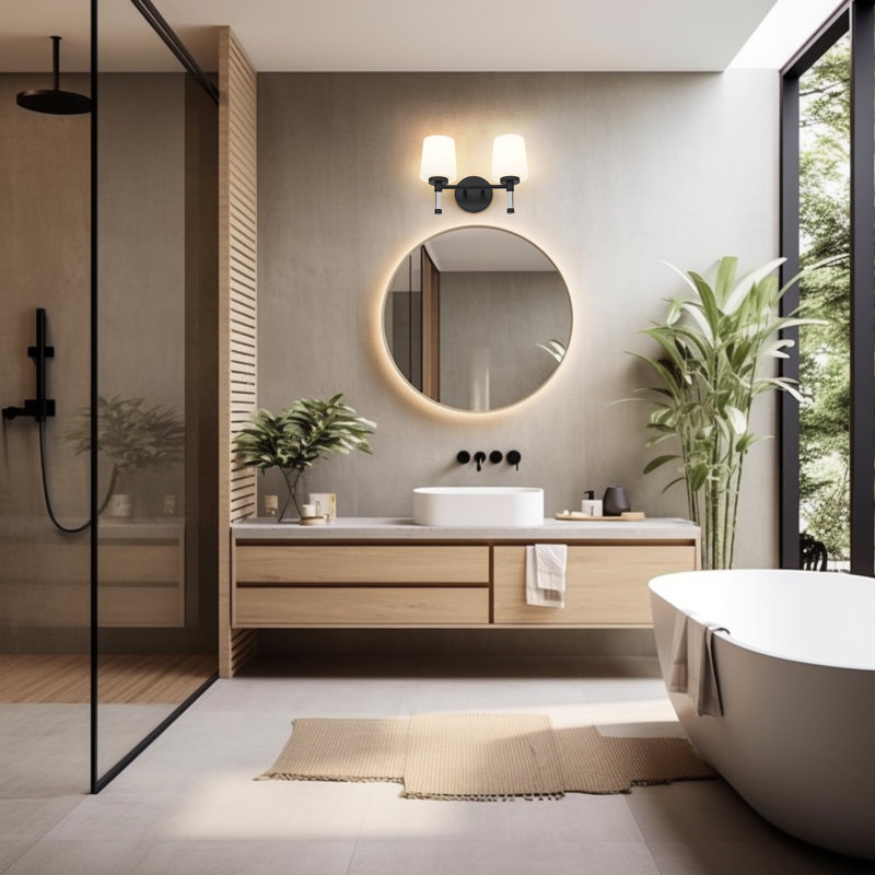 Meuble-lavabo 2 lumières Henri noir mat 14 po, Noir mat