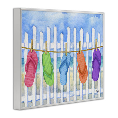 Flip Flop Clothesline Framed Giclee, design by Paul Brent