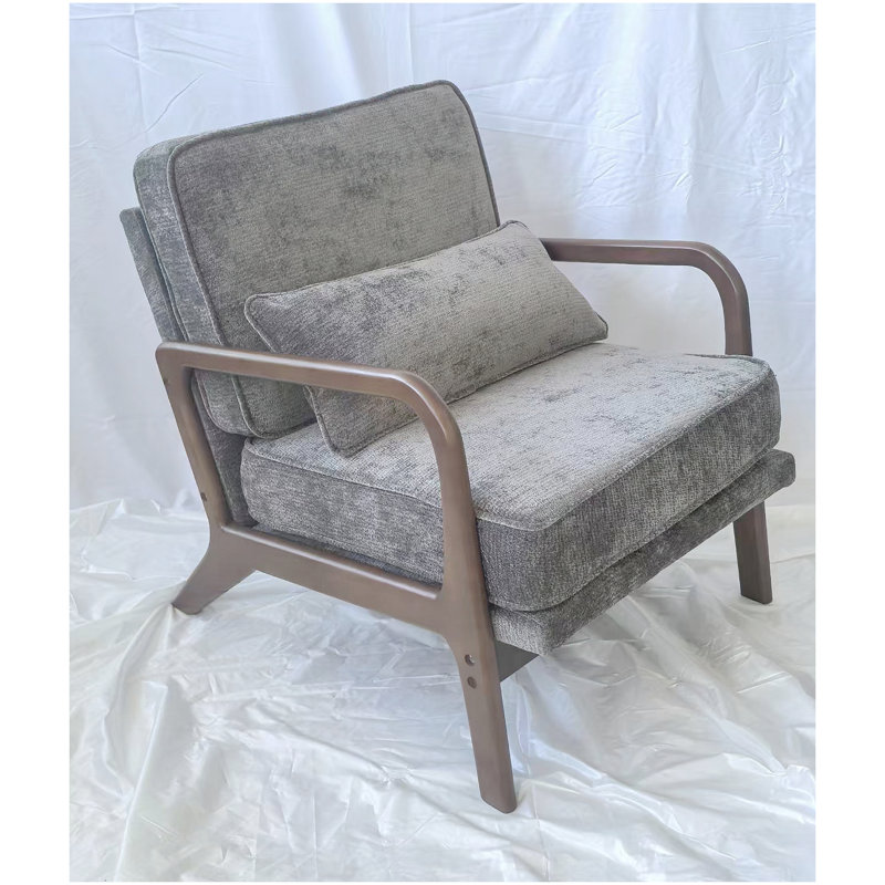 Chaise de salon simple rembourrée avec accoudoirs courbés et coussin lombaire Comfy