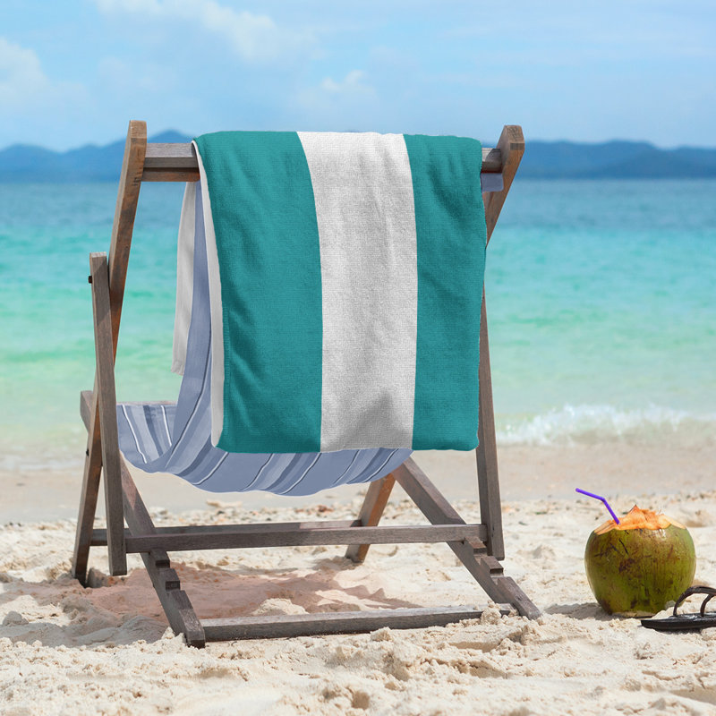 Beach Towel, Light Aqua/Off White