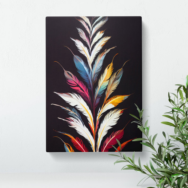 Feather Of Colour No.2 - Wrapped Canvas, 50cm H x 35cm W x 3cm D