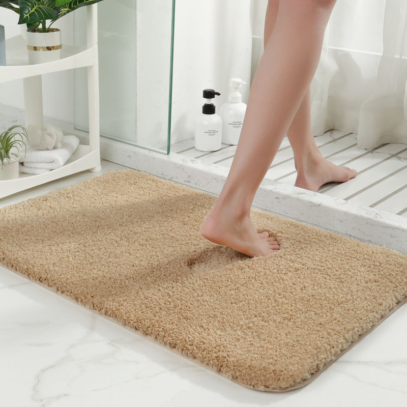 Non-Slip Bath Rug, 32" L x 20" W, Light Brown