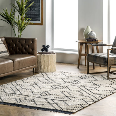 Tapis beige à poils longs texturé Nola