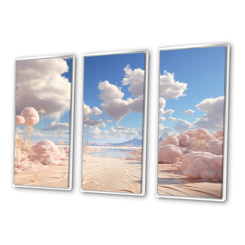 Ensemble de salon Marshmallow Mirage Fluffy Cloud I - Clouds Wall Art, Cadre flottant blanc, 32" H x 48" W x 1" D