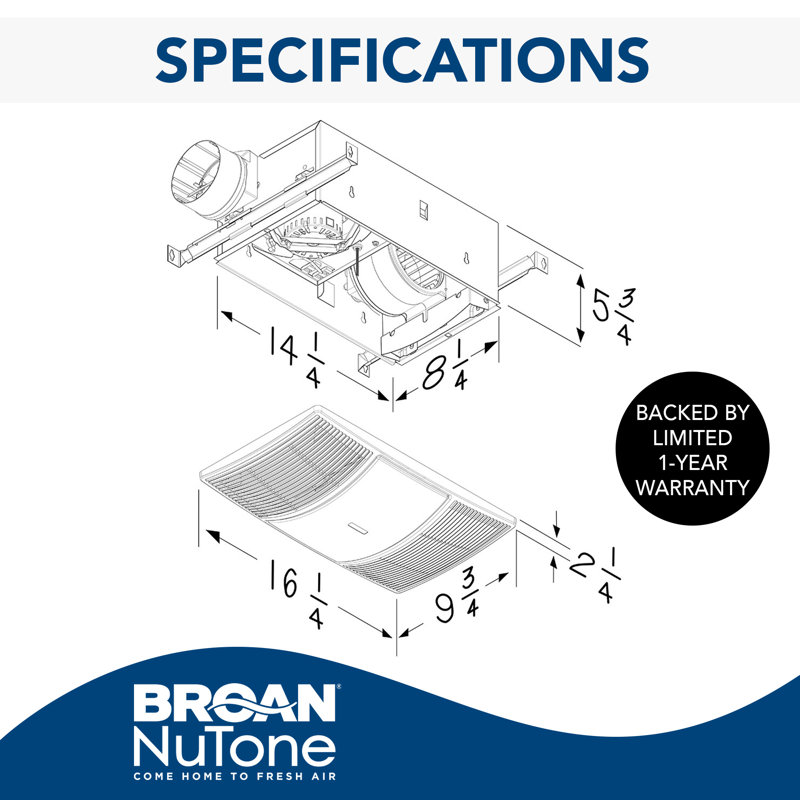 Broan-NuTone White Steel Bathroom Exhaust Fan with Heater and Light