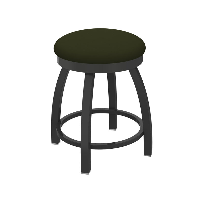 802 Misha Swivel Vanity Stool with Upholstered Seat, Pewter, Vinyl-Canter Pine