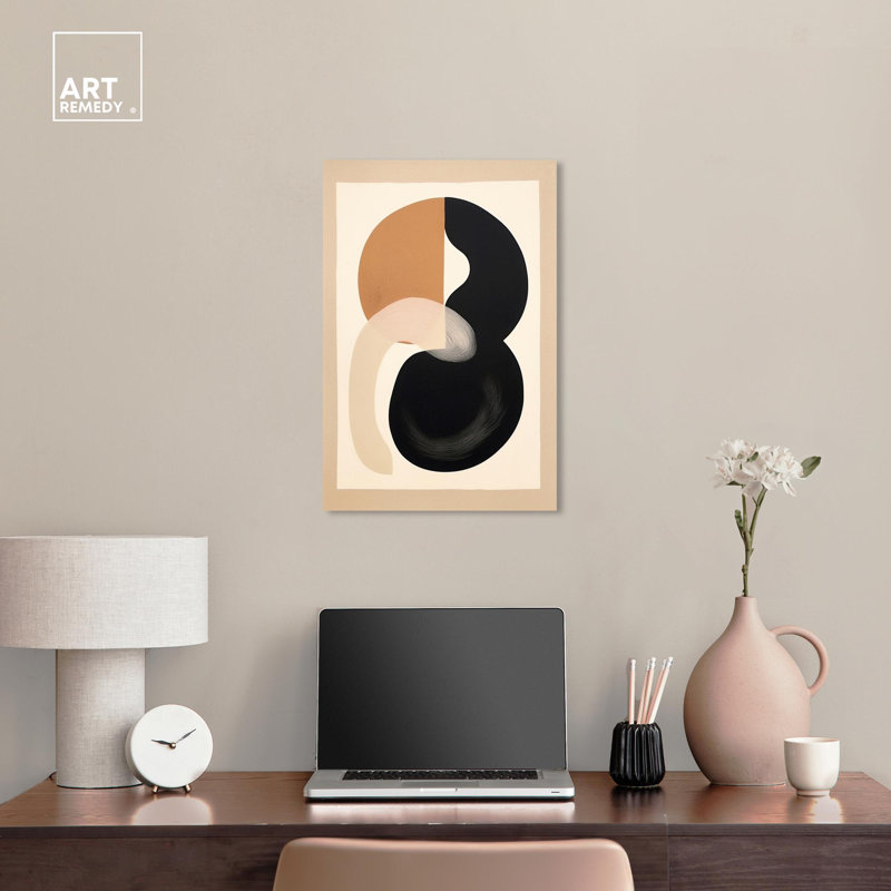 Neutral Abstract Canvas Wall Art with Pine Wood Frame