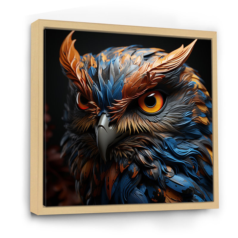 Portrait de chouettes sagesse II, Cadre naturel flottant, H 16 po x l 16 po x P 1 po