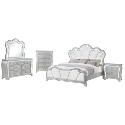 Aria Silver Nightstand With Led