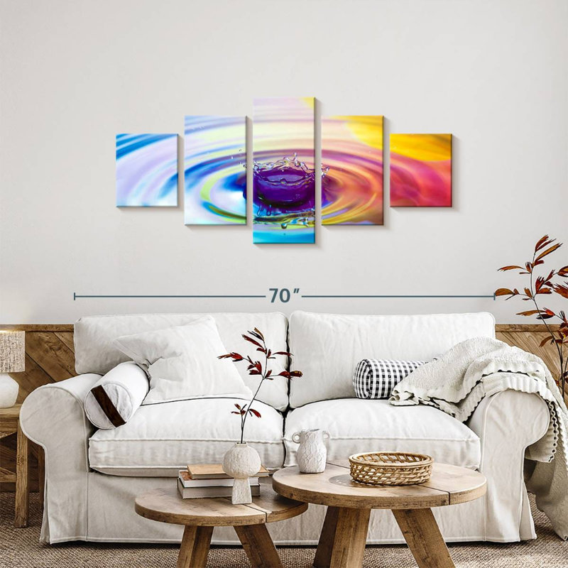 Éclaboussure d'eau colorée, H 24 po x l 55 po
