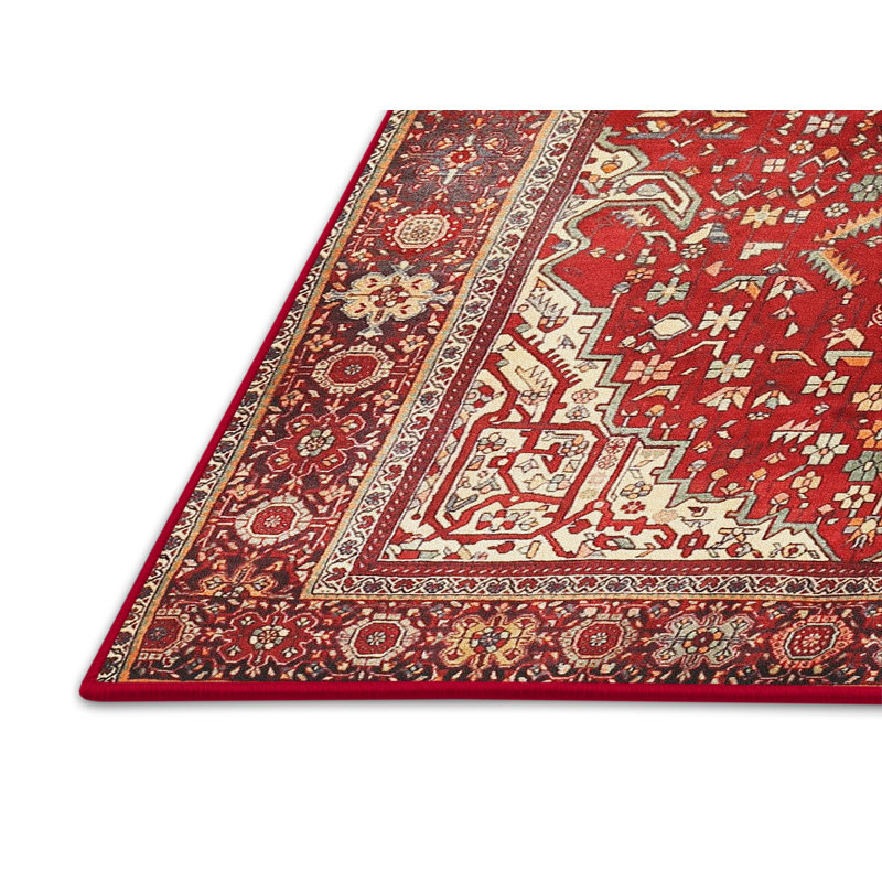 Tapis traditionnel crème / rouge Kalopsida, Rectangulaire 7 pi x 10 pi