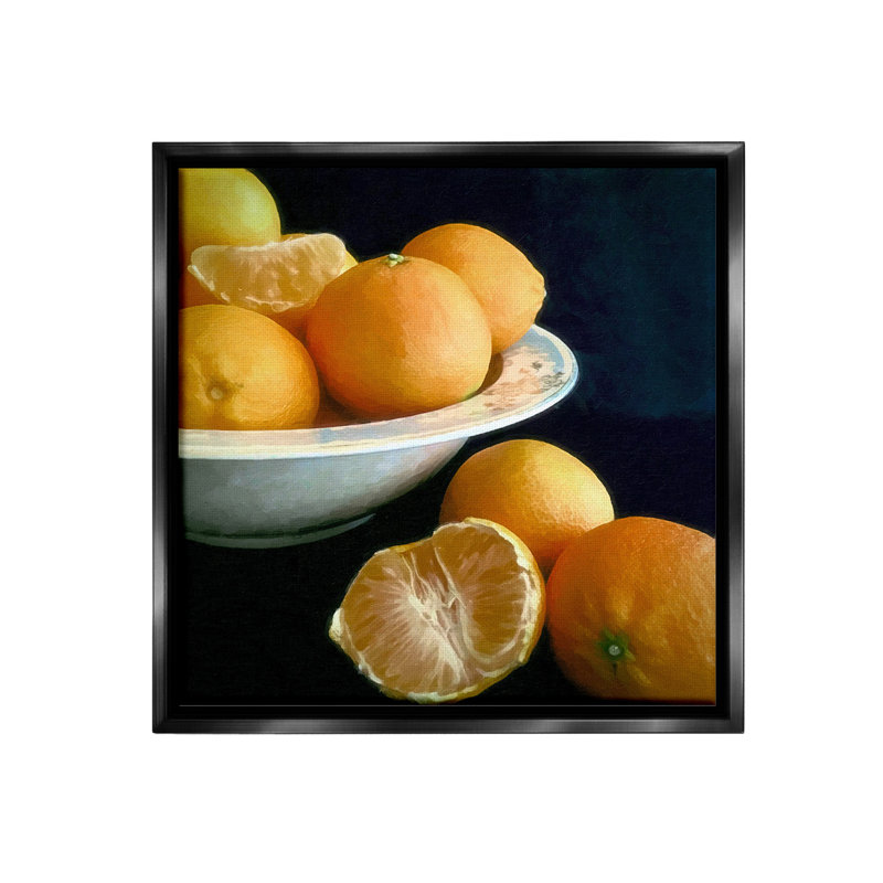 «Peeled Oranges Still Life» sur, Noir, H 18 po x l 18 po