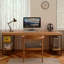 Bureau d'art brun et noir en bois massif et fer-2140866289