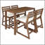 Ensemble de bar de patio rustique 5 pièces, ensemble de table de patio et chaises avec chaises ergonomiques, plateau de table à lattes en bois massif pour piscine, balcon, cour arrière, véranda (coussin moka + beige)-1539758218