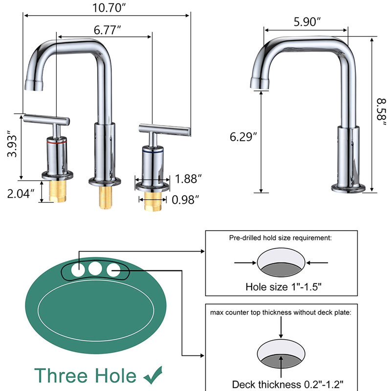 8-Inch Bathroom Faucet With Double Handles, Dense Foaming Aerator, Pop Up Drain, 3 Installation, Leak- Valves 8 In. Lever 360 Swivel, Ceramic Disc Valves, Long Service Life