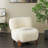 Polyester White Accent Chair with Brown Wooden Legs