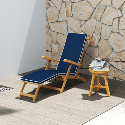 Méridienne d'extérieur, fauteuil inclinable pliant en bois d'acacia