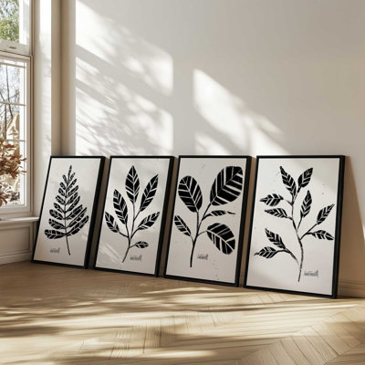 Ensemble de 4 botaniques noirs et blancs