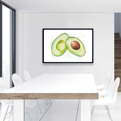 Watercolor Open Avocado - Toile encadrée pour la décoration intérieure