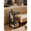 Table de bout en forme de C avec station de charge rapide, sac de rangement multi-couches, table d'appoint robuste pour le salon et la chambre à coucher