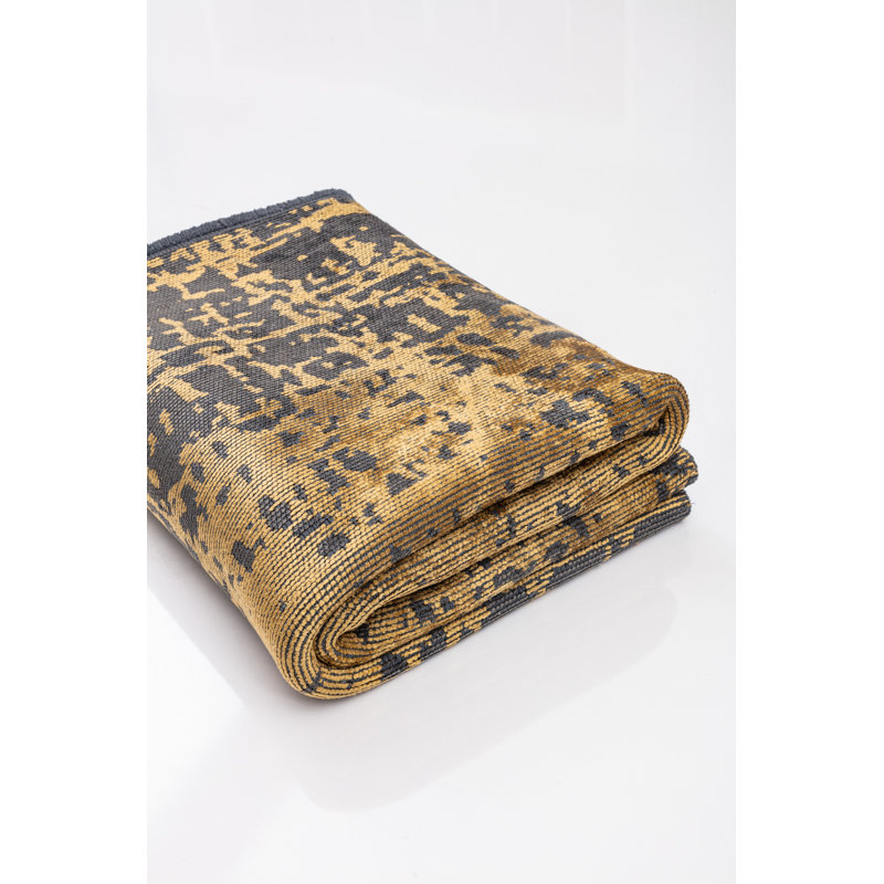 Rapture Black/Yellow Abstract Luxury Area Rug, Rectangle 7'10" x 9'10"
