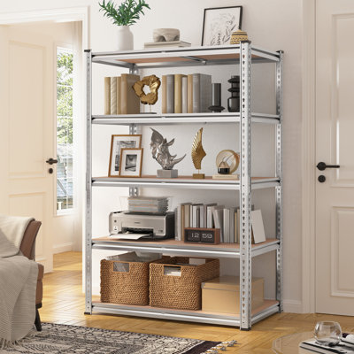 Meaghann 72" H Metal Adjustable Shelving Unit, 5-Tiers Heavy Duty Boltless Storage Shelves