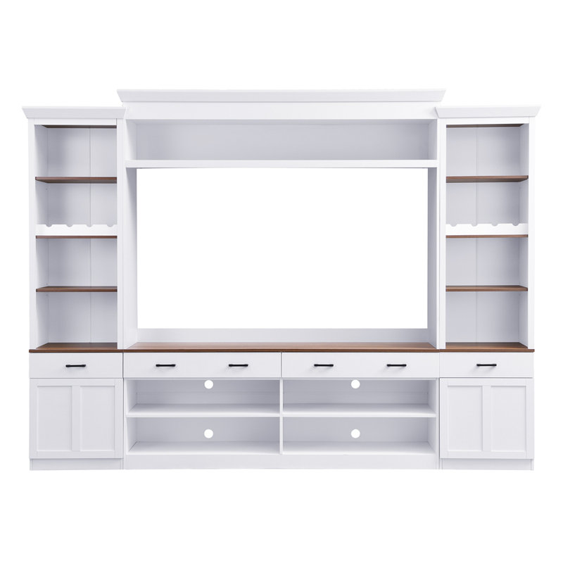 Meuble télé 4 pièces Farmhouse, White/Deep Walnut