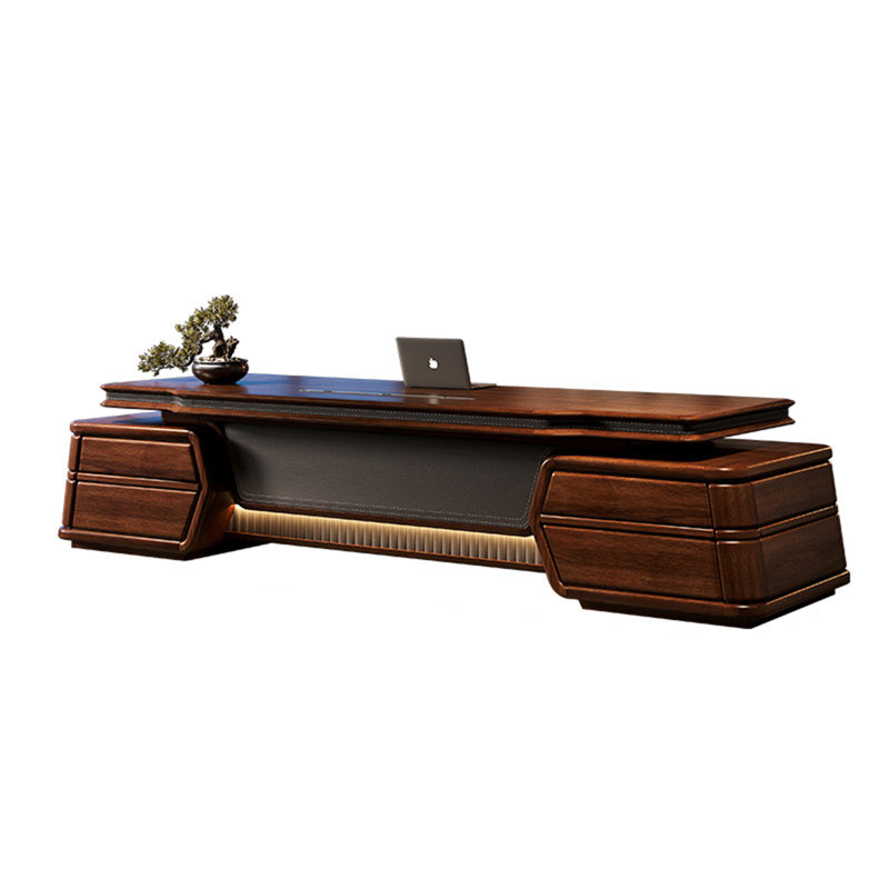 78.74"New Chinese-style retro brown rectangular executive desk