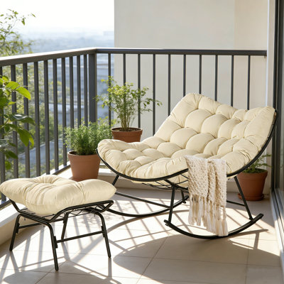 Hadjer Rocking Chair with Cushions and Ottomans by George Oliver