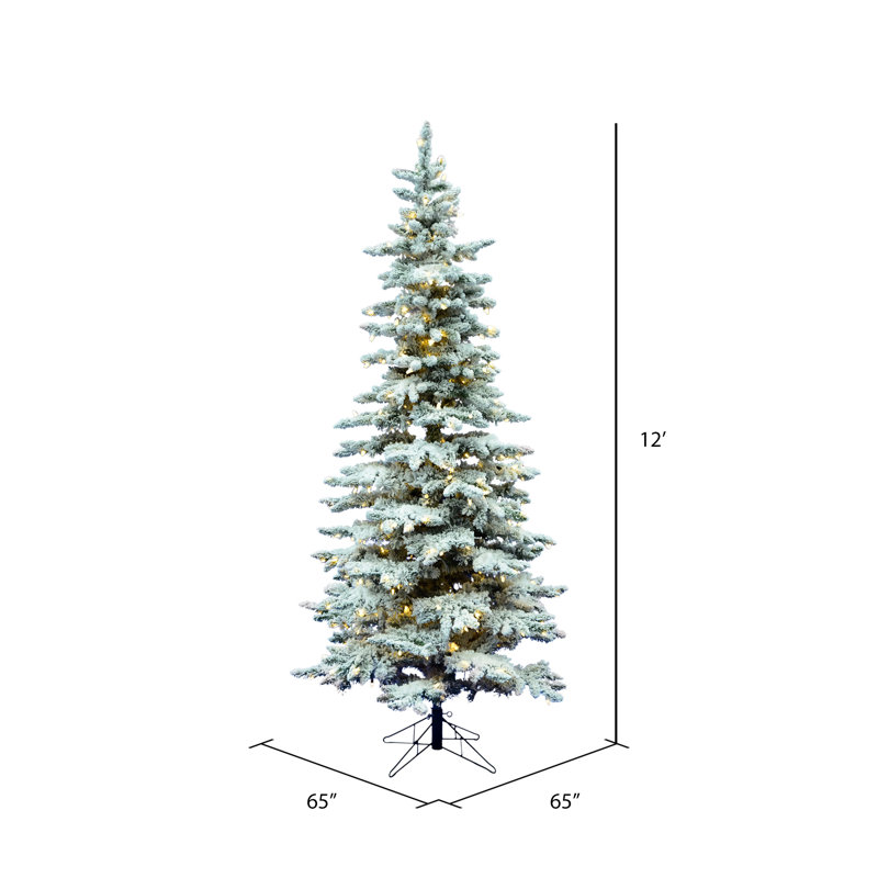 Utica Flocked Fir Slim Artificial Christmas Tree, 12' H