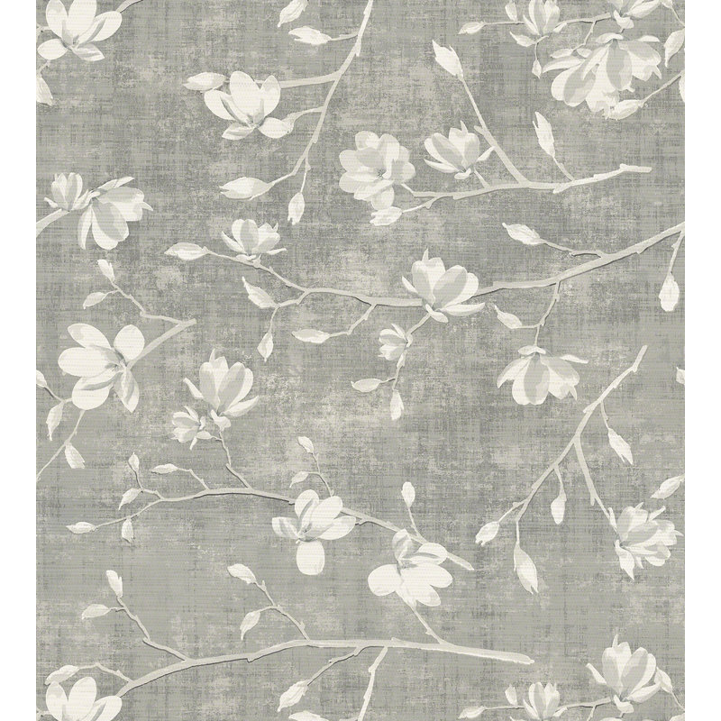 Chinoiserie Floral Metallic Wallpaper Roll, Brown