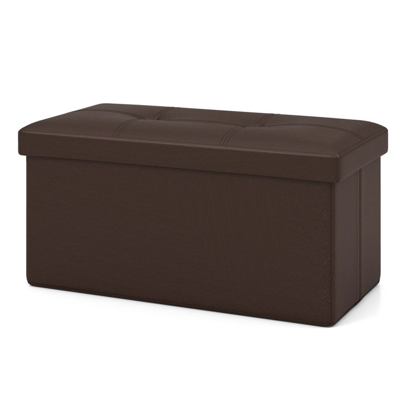 Faux Leather Ottoman, Brown Faux Leather