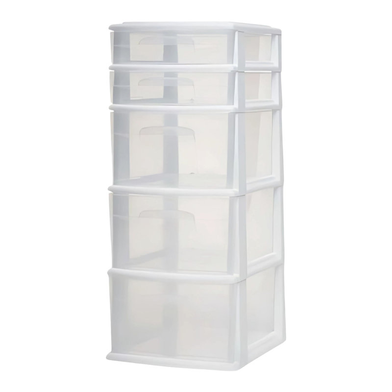 Homz Plastic Medium Home Storage Cart, White