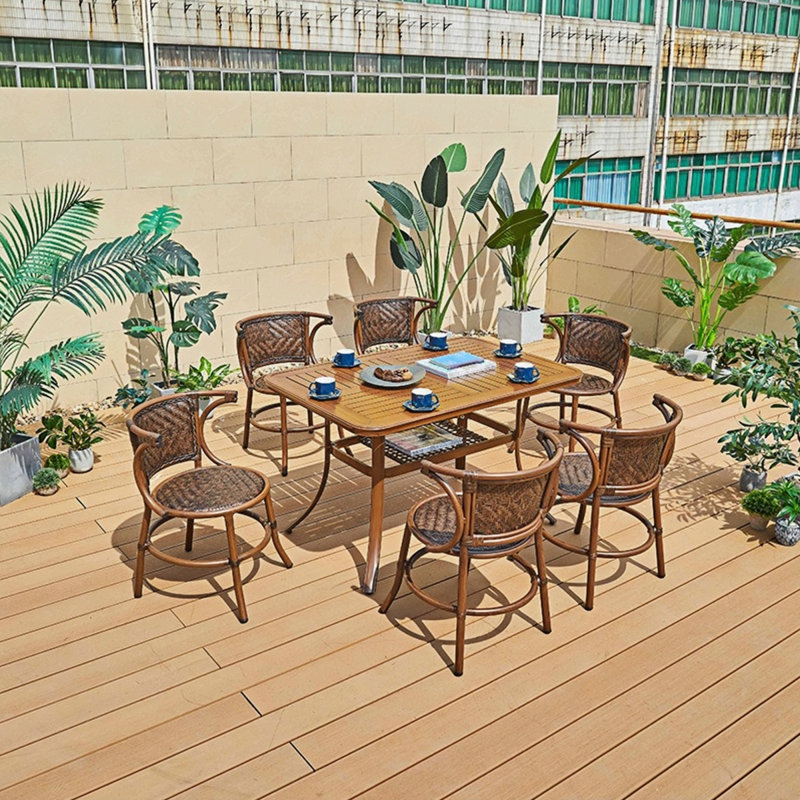Rattan patio table and chair combination