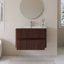 Meuble-lavabo mural simple 30 po en noyer foncé avec plateau en céramique intégré blanc-632631339