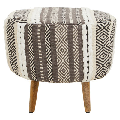 Archippos 50cm Wide Round Ikat Footstool Ottoman